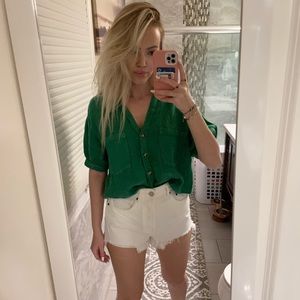 Zara button down crop top